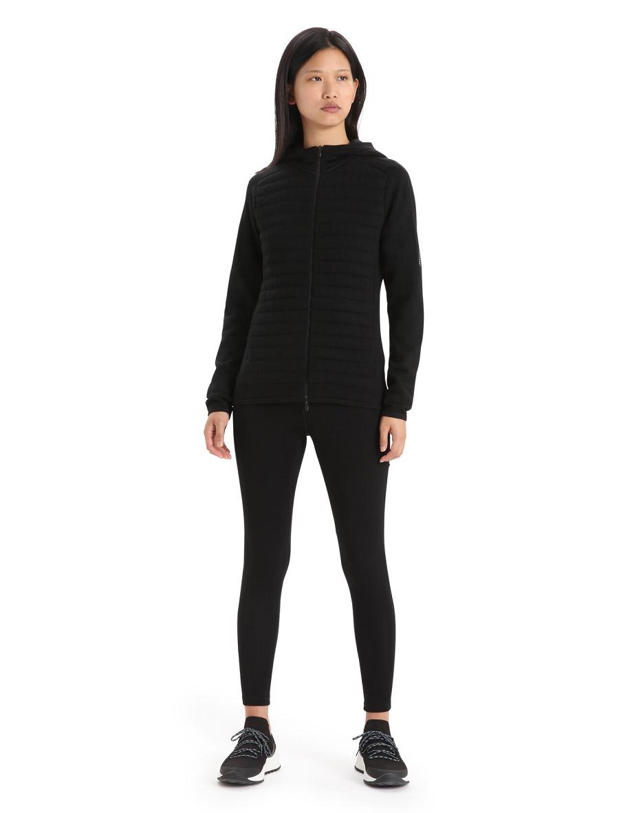 Black Icebreaker ZoneKnit™ Merino Insulated Long Sleeve Zip Women's Hoodie | AU 1670PJJQ